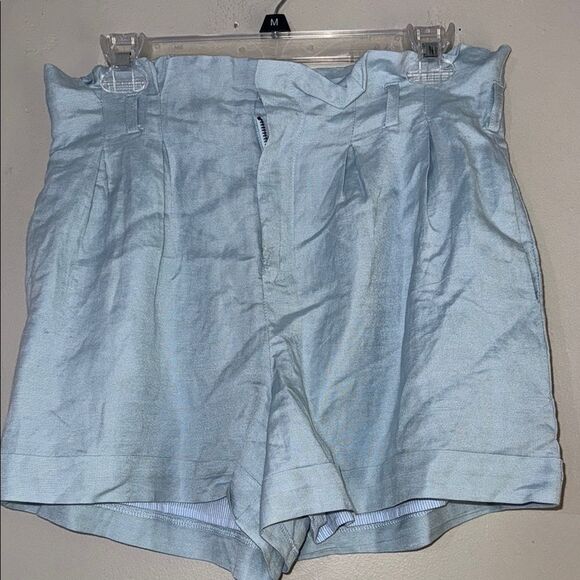 Blue High Waist Shorts with Flowy Silhouette - Picture 1 of 10